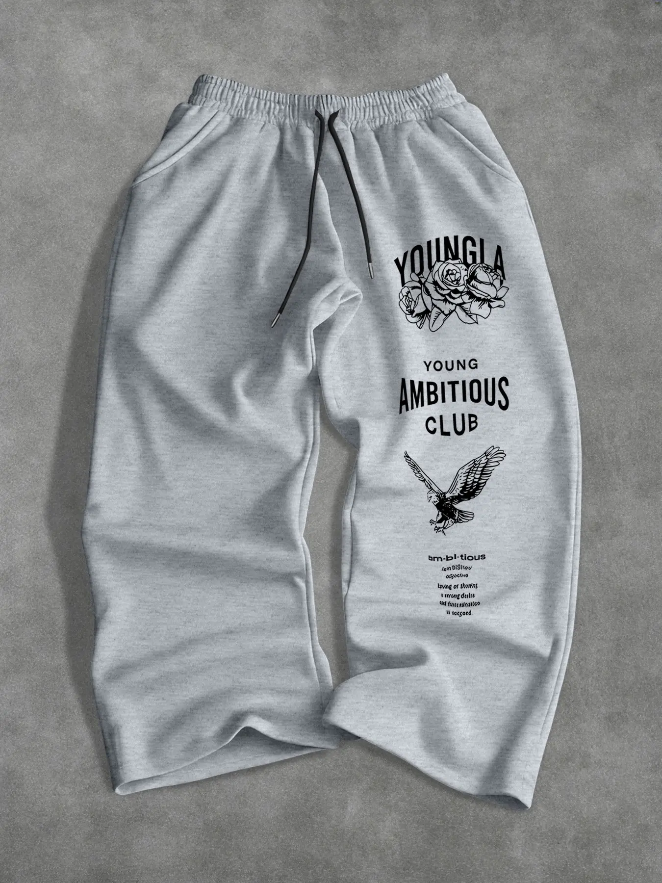 Men's Straight Leg Sports Pants, Trendy Letter Eagle Pattern Design, Fashion Running Long Pants, Drawstring Waist Pockets, High Quality Gym Streetwear