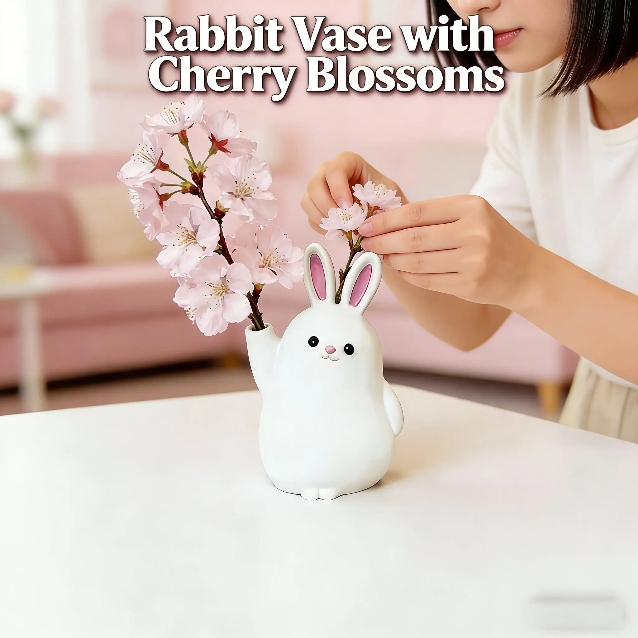 3D Printed Pla Rabbit Vase, Cute Animal Planter for Home Decor, Small Desktop Ornament, Succulent Pot, Gift for Plant Lovers