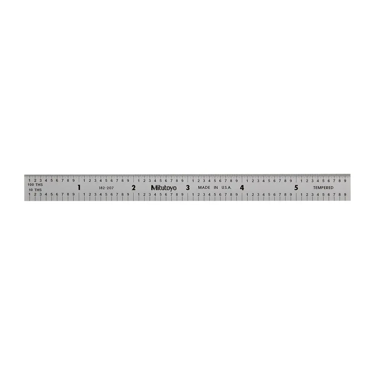 Steel Rule, 6 Inch X 150MM, Graduations (1/10, 1/100 Inch, 1MM, 1/2MM, 1/64 Thick X 1/2 Wide, Satin Chrome Finish, Tempered Stainless Steel