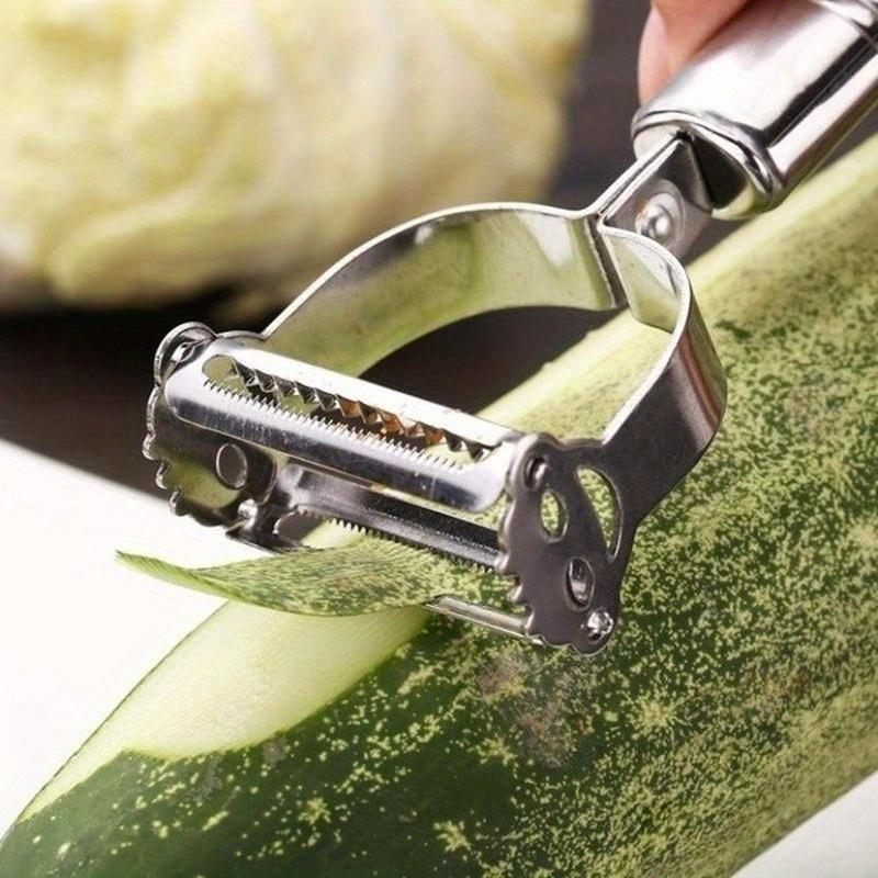 [Multi-Functional] Stainless Steel Multi-Functional Fruit & Vegetable Peeler | 1pc | Stainless Steel | Manual Slicer, Grater, And Shredder | Kitchen Tool for Home, RV Cooking, And Dorm Rooms | Dorm Cooking Essentials | Compact Slicer
