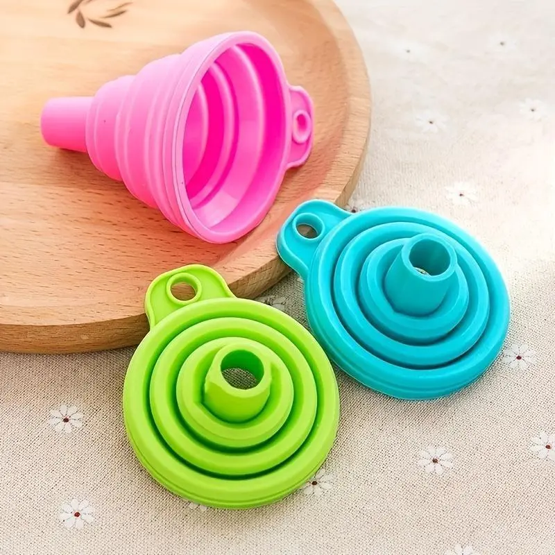 1pc Conical Collapsible Mini Funnel - Portable, Multi-Functional Food-Safe Plastic Home Kitchen Tool for Oil, Liquid Transfer