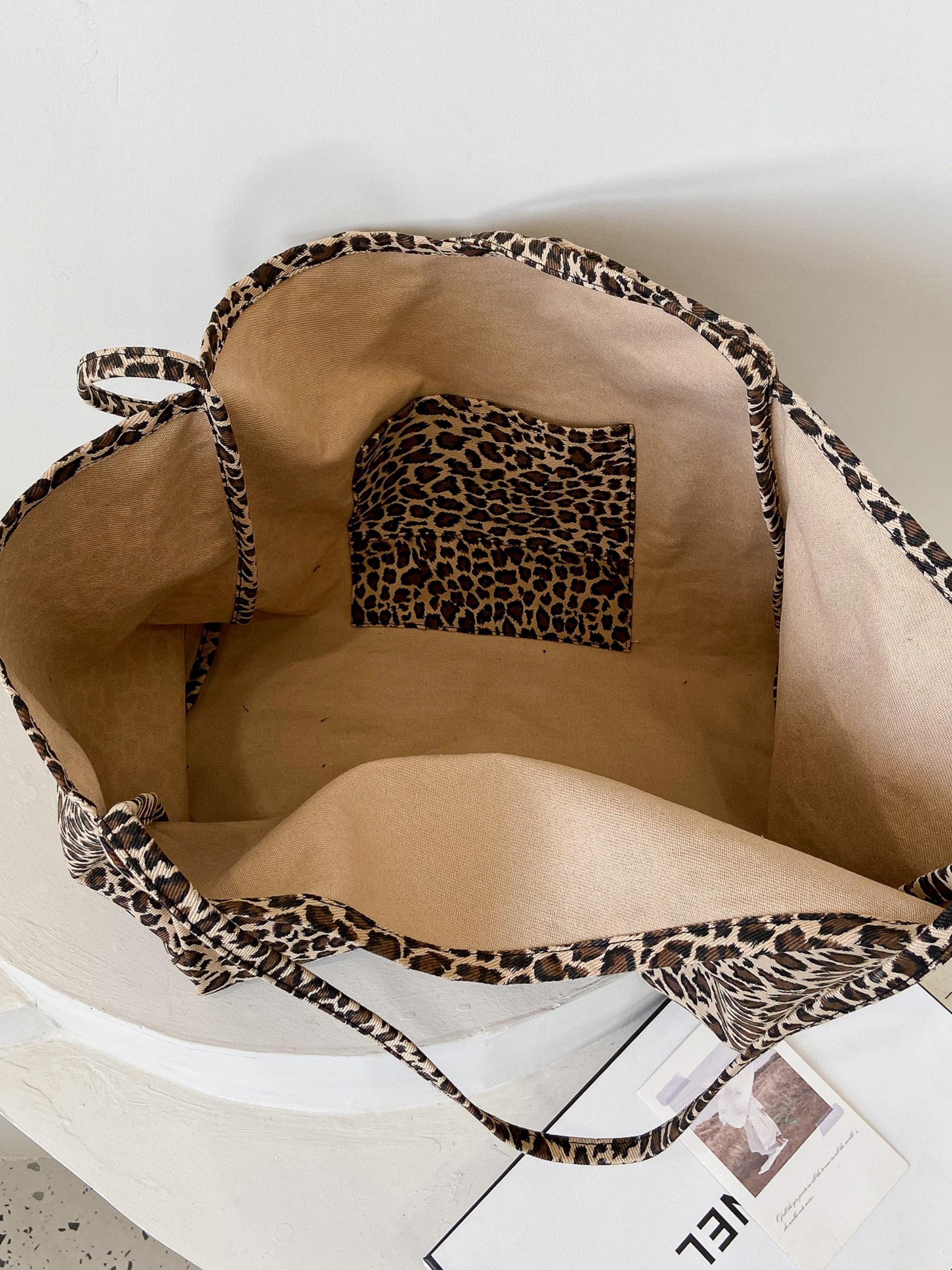 Women's Fashion Leopard Print Tote Bag, Large Capacity Daily Handbag Shoulder Backpack, Casual Trendy Multifunctional Commuter Bag, Fashionable Tote Bag, Stylish Tote Bag