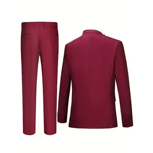V‑Neck 4‑Piece Formal Suit Set | Stand‑out Red Bow‑Tie for All High‑End Social Occasions | all-season wear