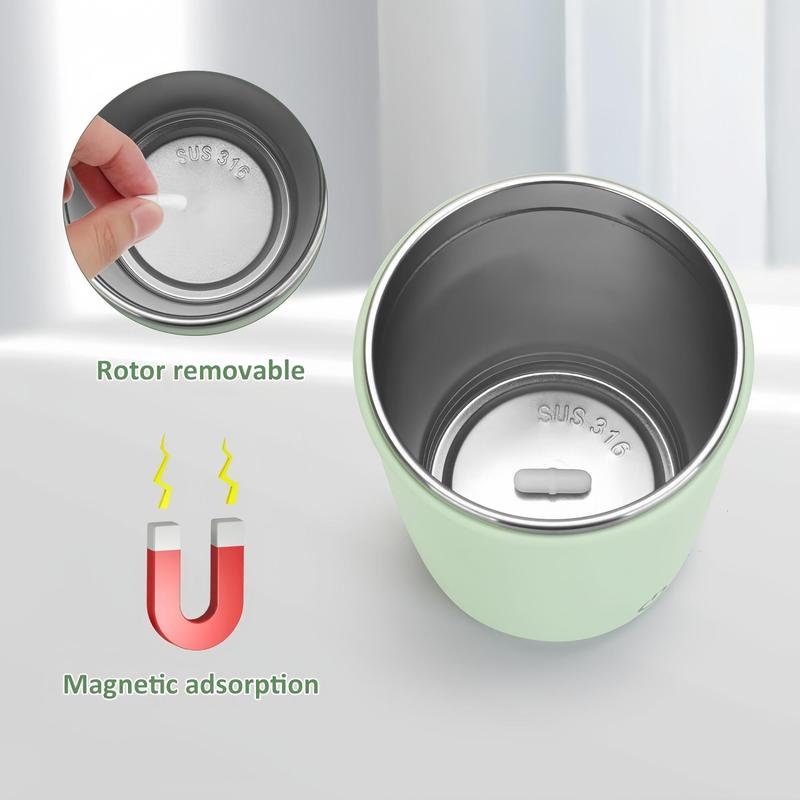 Portable Electric Stirring Mug, USB Rechargeable Magnetic Stirring Mug with Cable, Automatic Stirring Block Coffee Mug for Home, Office, Travel, Dormitory