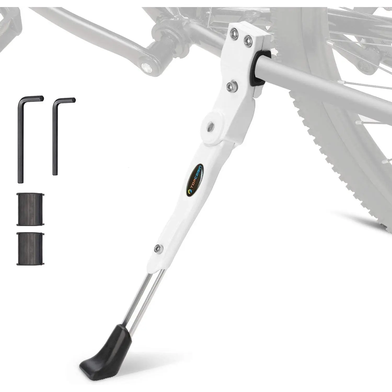 Bicycle Adjustable Aluminium Alloy Bike Bicycle Kickstand Side Kickstand Fit for 22" 24" 26"- White