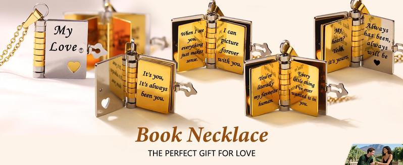 My Love Flip Book Necklace for Couples – Mini Storybook Pendant with It’s You It’s Always Been You Quote, Meaningful Romantic Jewelry, Perfect Anniversary or Valentine’s Day Gift