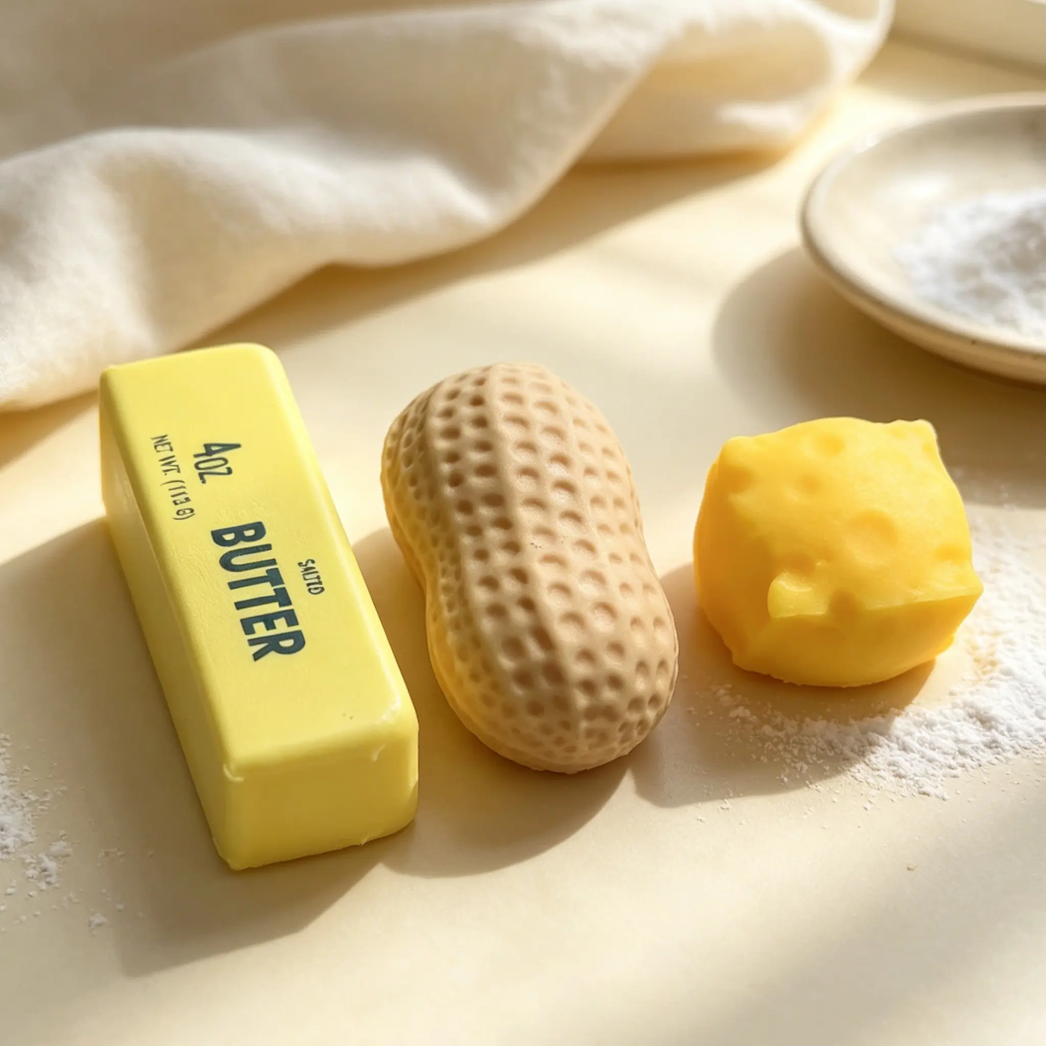 1pc/3pcs Simulation Butter Cheese Peanut Stress Relief Toy, Squishy Dough Ball, Ideal for Party Gifts, Birthday Presents, Christmas Gifts