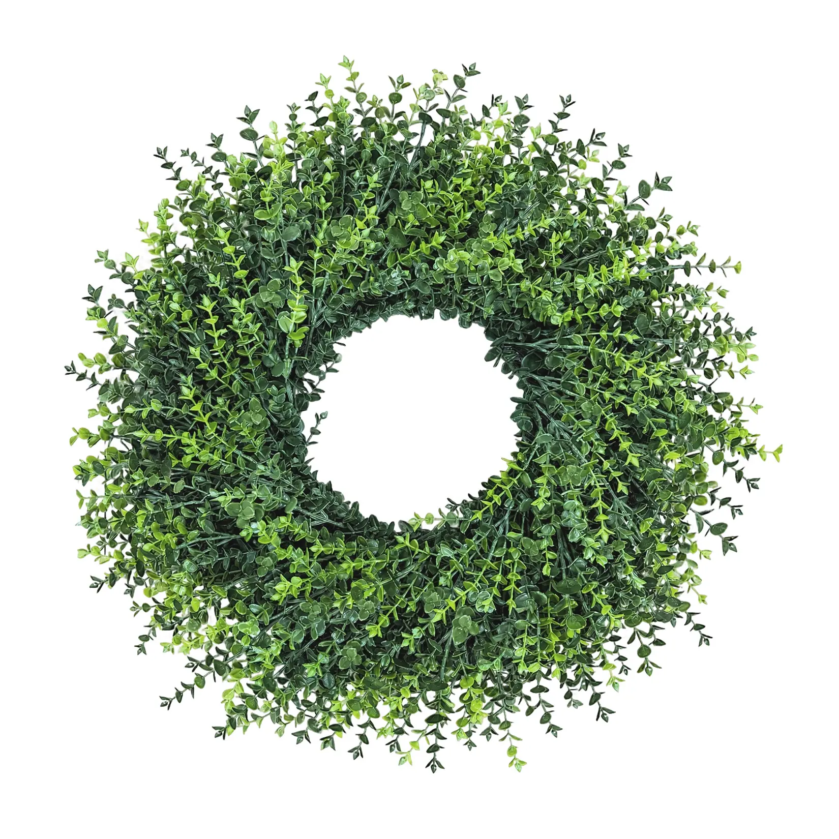 20" Artificial Boxwood Wreath with Realistic Green Eucalyptus - Weather-Resistant Home Decor for Front Door, Wall, Weddings Centerpiece