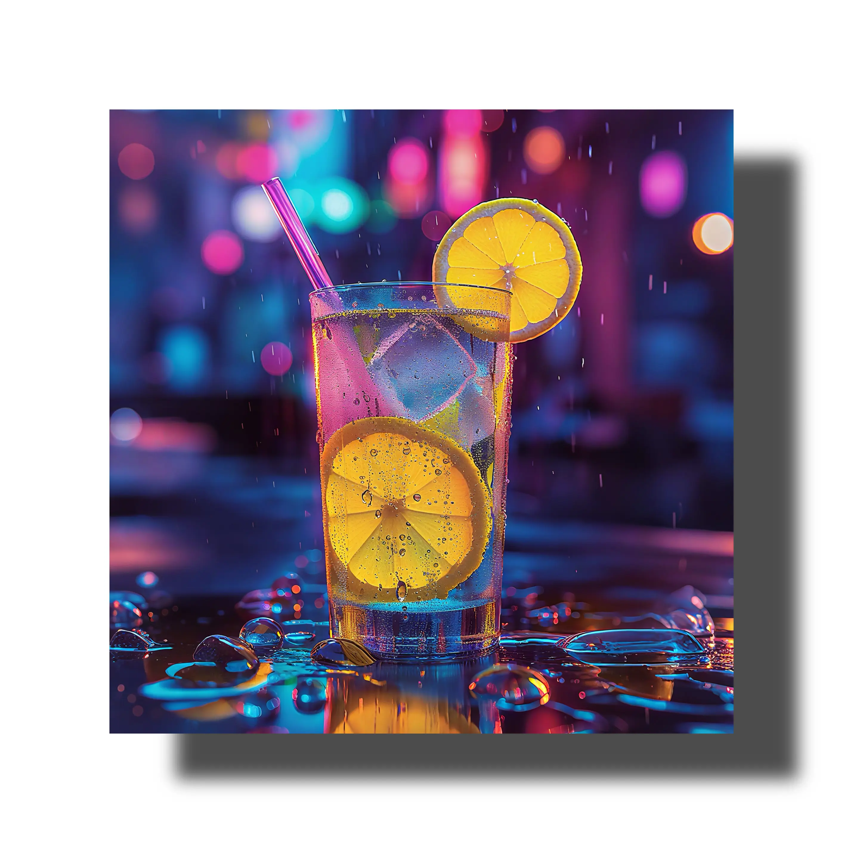 Icy Cocktail Paint by Numbers Kit, 8x8 Inch (20x20cm), Summer Drink DIY Painting Kit for Adults, Relaxing Art & Home Decor