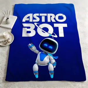 ASTRO BOT Game Flannel Throw Blanket, Soft Warm Cozy Multi-Use Cover for Sofa Bed Camping Travel Nap, Gift for Adults and Children, Kid Room Decor, Birthday Father's Day Gift