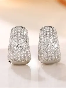 1 pair of fashionable cubic zirconia versatile hip-hop style female earrings