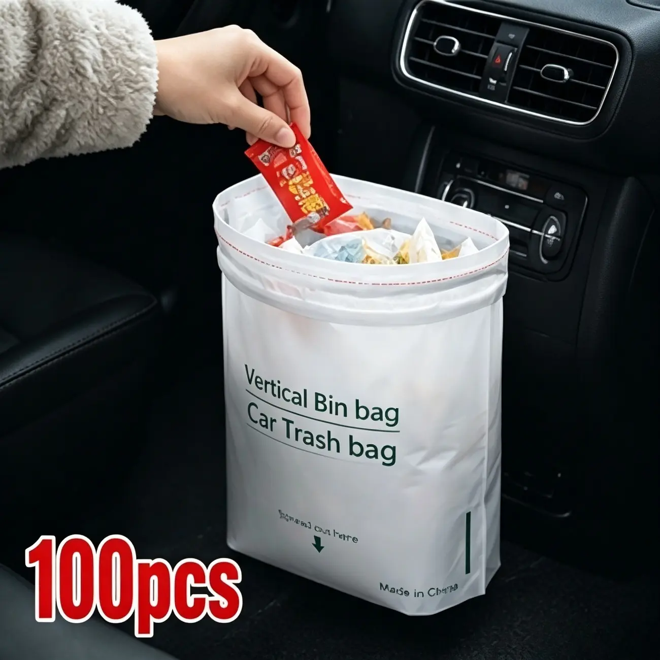 20/100 Disposable Car Garbage Bags, Can Stand Independently or Stick and Fix, Easy To Tear Off Without Leaving A Mark, Self-supporting Adhesive Vomit Bag, Thickened and Upgraded Lightweight Portable Garbage Bag, Suitable for Cars, Offices, Kitchens
