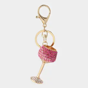 Glamorous Rhinestone Wine Glass Keychain, Bling Crystal Bag Charm, Exquisite Sparkling Car Key Holder, Creative Goblet Purse Pendant for Women's Birthday Gifts (Sports & Outdoor Camping-Hiking Hammock Accessory)