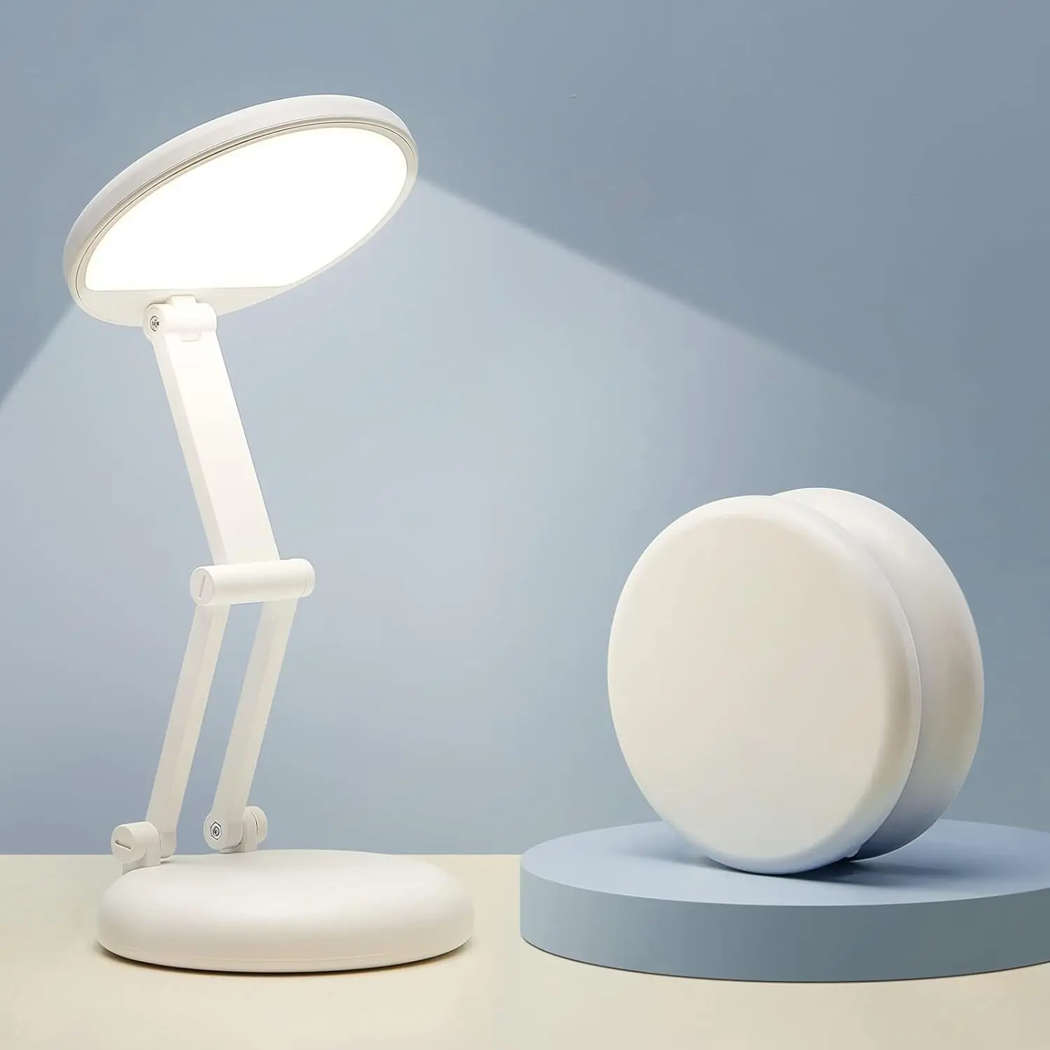 Rechargeable Table Lamp, 3600mAh Battery Operated Cordless Lamp, 10 Brightness Levels, Portable Foldable Small Size, 6-288h Endurance, Touch Control, Ideal for Reading, Travel, Office, Dorm, Nail, Emergency