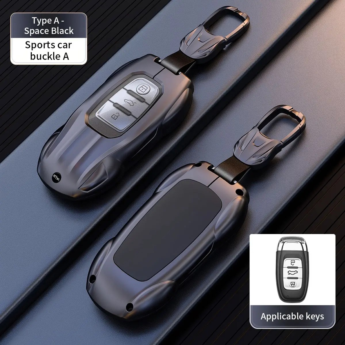 Car Key Case Fob Remote Keyless Protector Shell Cover, Zinc Alloy Keychain, Suitable for Audi A6 Rs5 Rs6 S6 A5 Q5 Sq5 Accessories