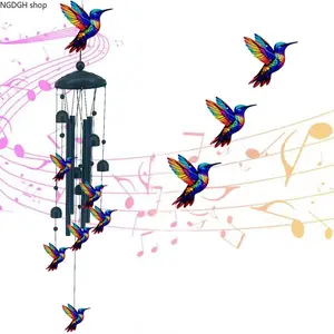 Rainbow Dragonfly Wind Chime - Outdoor Decor, Garden Decor, Vibrant Dragonfly Accents, Black Metal Tubes & Bells, Lightweight, Weather-Resistant, Ideal for Patio & Garden