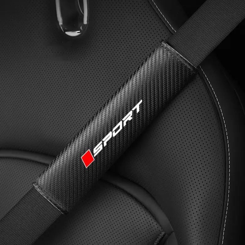 Carbon Fiber PU Leather Car Seat Belt Shoulder Pad, Fashionable Sporty, Comfortable Breathable, Sponge Filled, Universal Fit, Car Interior Accessory