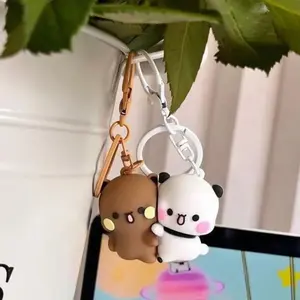 *Cartoon Panda Bubu Dudu Magnetic Keychain Cute Backpack Pendant with Toy Figures Couple Accessories Ideal Fantasy Themed Gift