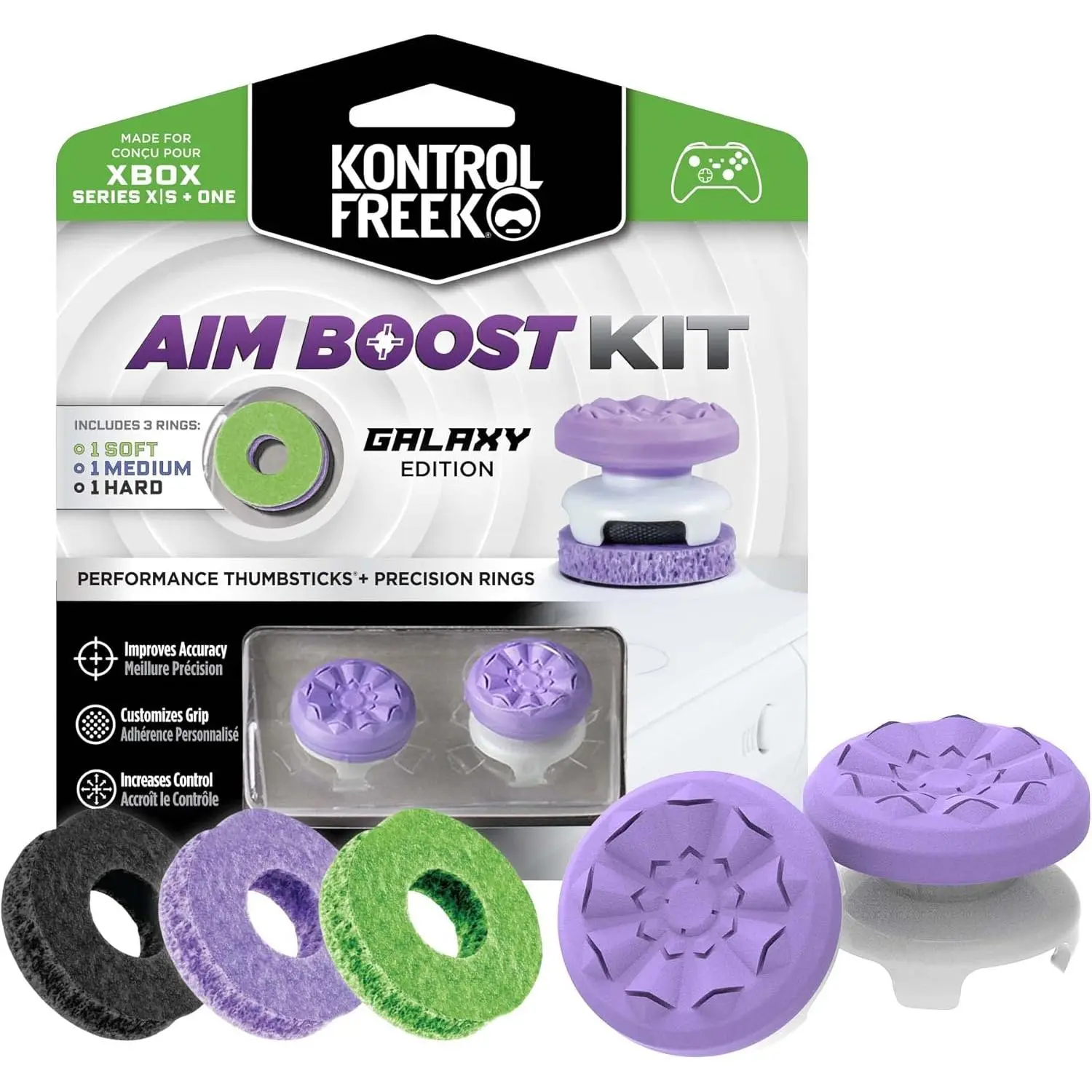 Aim Boost Kit for Xbox One and Xbox Series X Controller | Includes Performance Thumbsticks and Precision Rings | Galaxy Edition