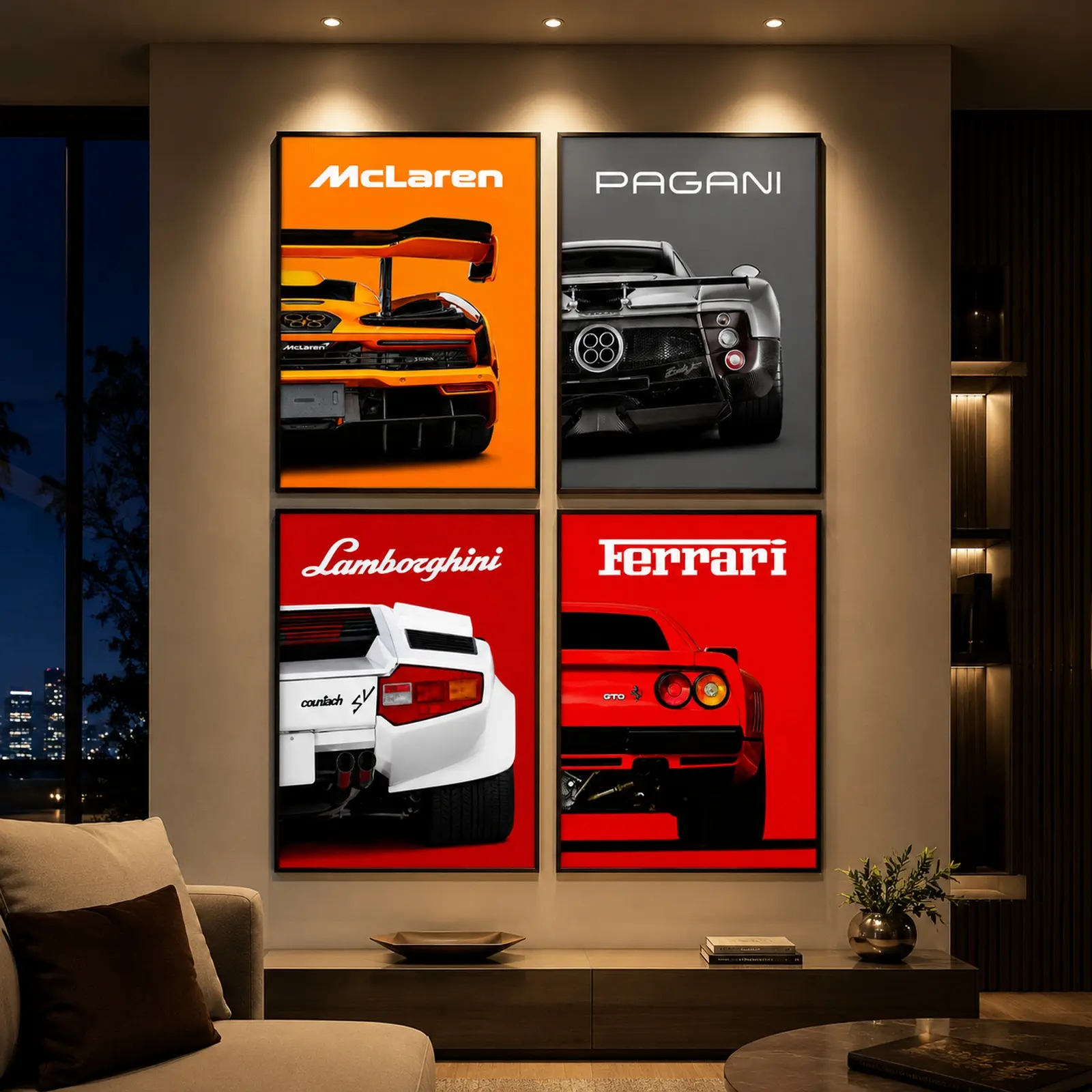 Modern Car Posters, Classic Supercar, Wall Art Prints, Canvas Posters, Man Cave, Boys Room Wall Decor, Sports Car Art Prints, Framed Ready to Hang, Luxury Car Decor, Automotive Artwork, Racing Gift, Garage Decor