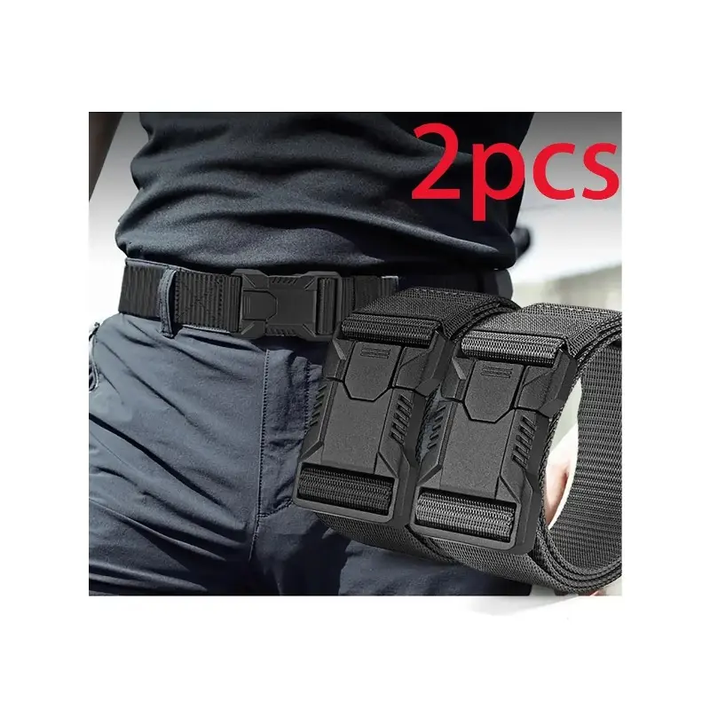 2 PCS Unisex Multi‑Functional Tactical Nylon Waist Belts, Durable Canvas‑Braided Breathable Quick‑Release Rivet Design, Ideal for Outdoor Sports Training Daily Wear