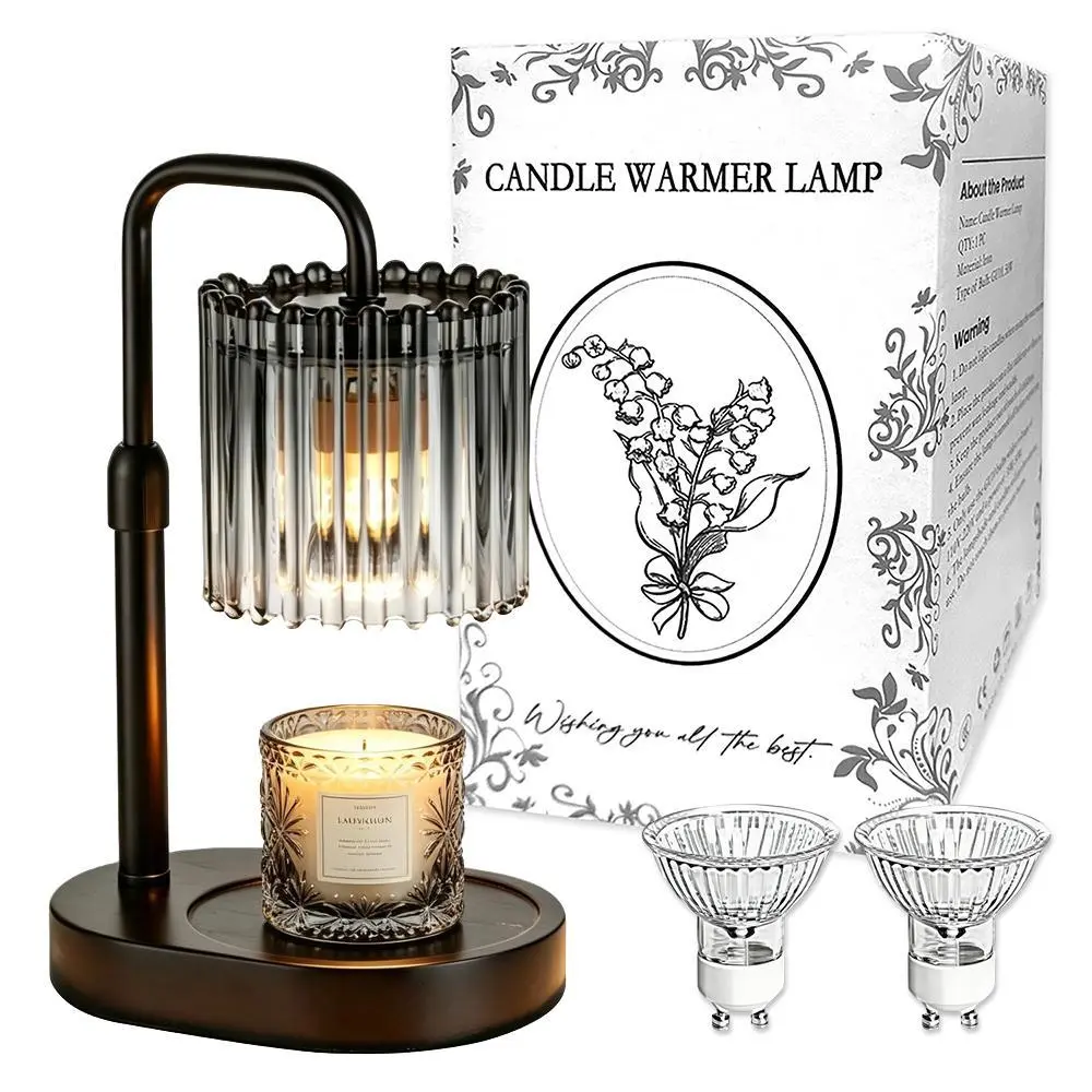 Wax Melt Lamp, Convallaria Flower Lamp, Adjustable Height & Timer, 2 Bulbs Supplied, Flameless Aromatherapy Lamp