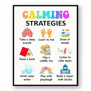 Mental Health Inspirational Canvas Wall Art – Calm Strategy Motivational Quote Posters for Therapy Office, Classroom, School, Counseling Center & Wellness Space Decor, Ready-to-Hang Modern Typography Artwork for Positive Mindset and Emotional Wellness Int