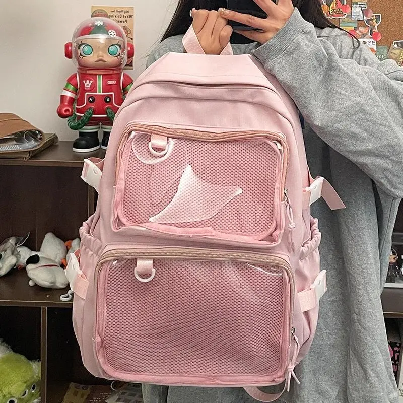 Chic Japanese-Style Transparent Ita Backpack - Large Capacity Women's All-Seasons Bag for Comic Cons, College Use (JK Fashion Compatible)