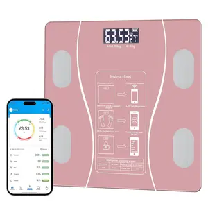 Intelligent Digital Body Fat Scale, Pink Durable Electronic Bathroom Weight Scale, Connect to Mobile Phone, Displays BMI Body Fat Muscle Mass, Simple & Practical