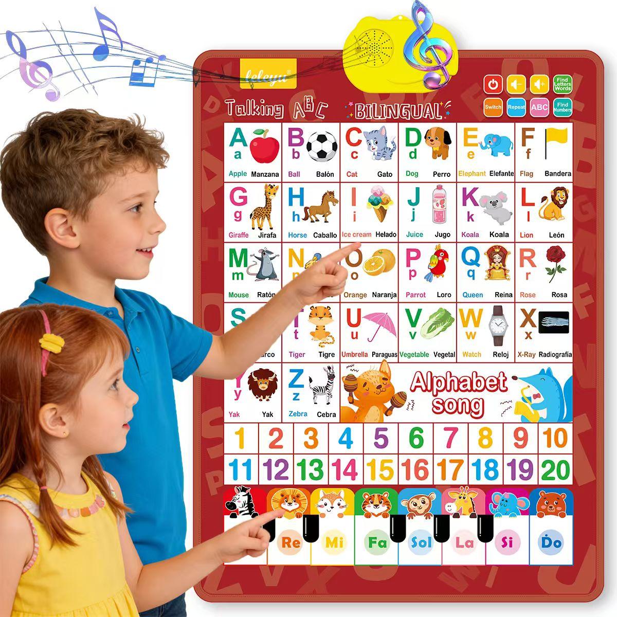English-Spanish 26-Letter Family Education Wall Chart Point-and-Read DeviceChildren's Early Education Learning Machine Electronic Educational Equipment Homework Machine