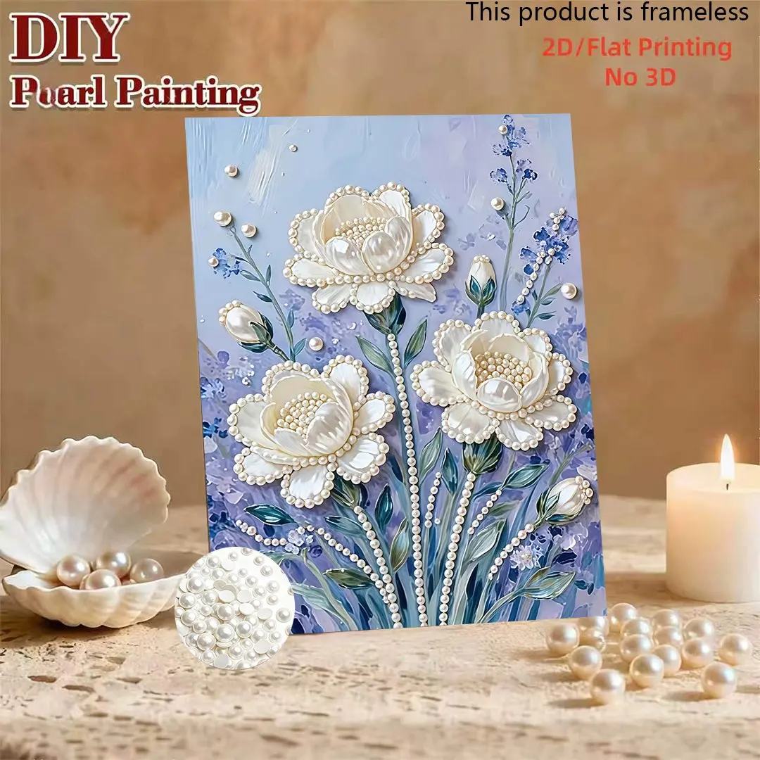 1PC DIY New Pearl Painting with Pearl Peony Flower Pattern Design Suitable for Home Wall Decoration Art Perfect Creative Handicraft Art Festival Gift Inspires Your Creative Inspiration and Passion, Frameless