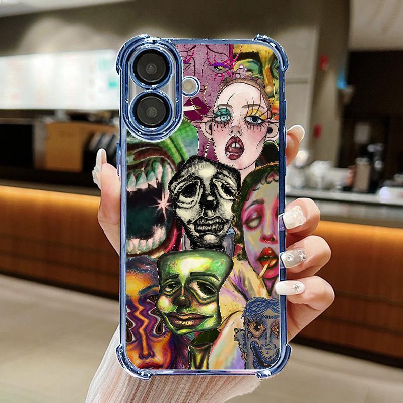 Psychedelic Surreal Faces Phone Case – Vibrant Pop Art & Distorted Portrait Aesthetic Design Phone Case For iPhone 17 16 15 14 13 12 11 PRO PLUS MAX Phone Case