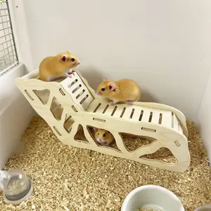 Cross-Border Hamster Hideout Tunnel House Wooden Two-Level Platform Toy, Golden Syrian Hamster Underground Tunnel Digging Room