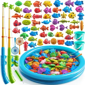 Magnet Fishing Toys Game for Kids 3-5 - Floating Fish Toys with Inflatable Kiddie Pool, Bath for Toddlers, Pole Rod Net, Outdoor Party for Boys Girls Kids Age 3 4 5 6 7 8 Year Oldfidget toys
