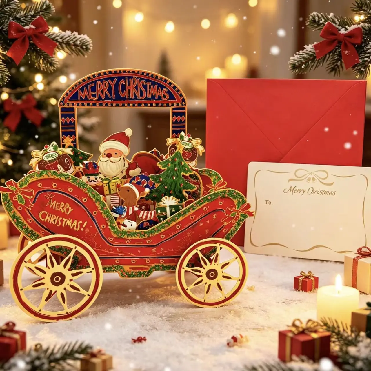 Christmas Elderly Gift Card, 3D Laser Engraved Craftsmanship, Handmade Holiday Present, Unique Christmas Decoration