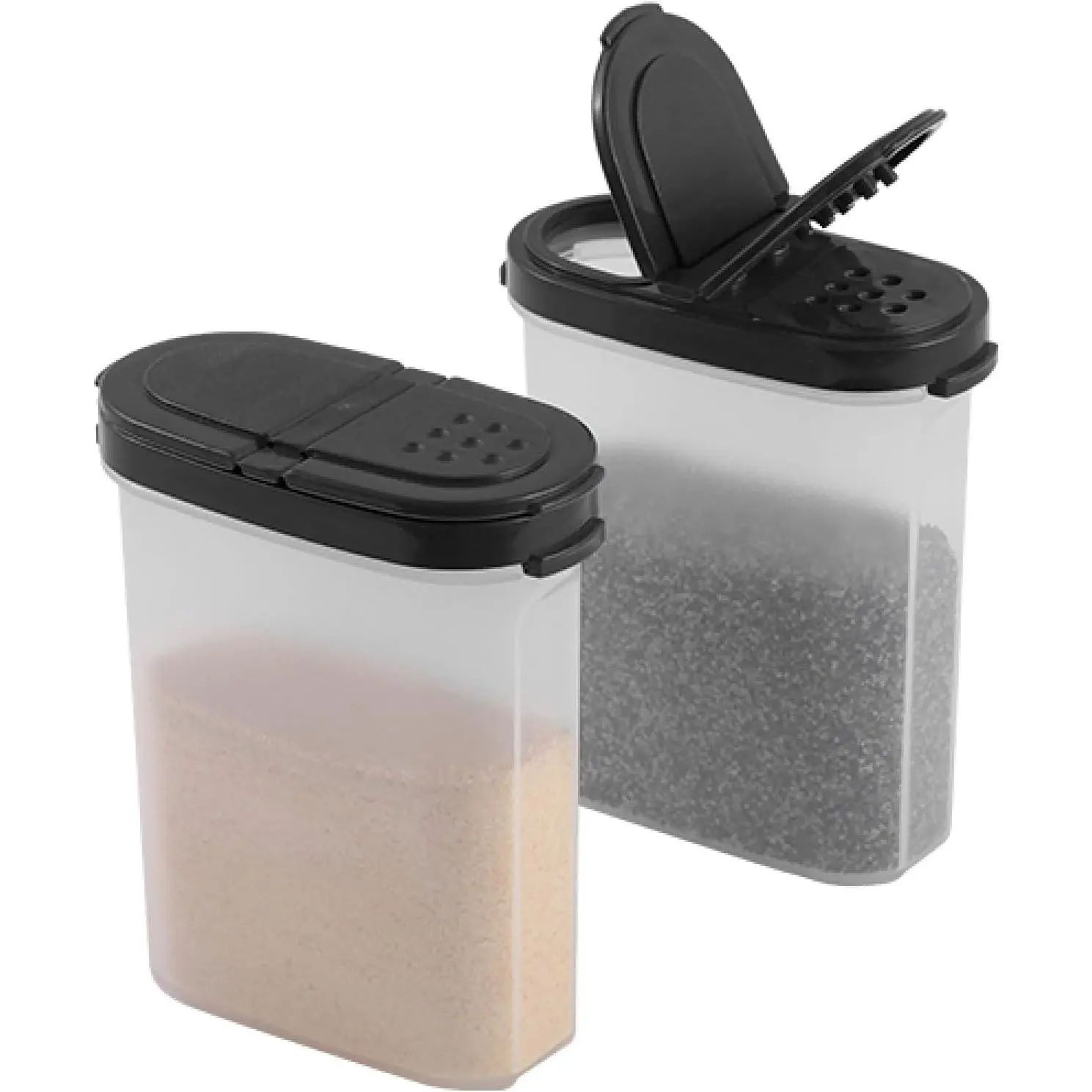 Jars with  - 8 oz Refillable Empty Airtight /Seasoning Containers Set -2 in 1 Pour/Sift Shaker  Clear Plastic /Seasoning Organizer Kitchen/Travel 2 pk