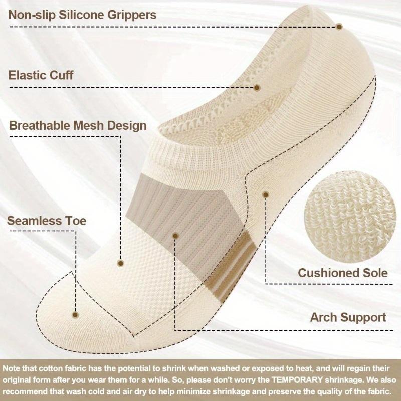 6Pairs/Pack No Show Socks Womens Cushioned Low Cut Athletic Hidden Liner for Sneakers Ankle Invisible Running Socks Womenswear SpringStatements