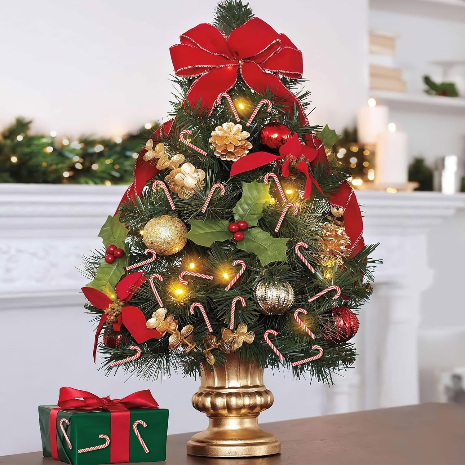 10/30/50Pcs Mini Candy Cane Christmas Decoration Red White Resin Candy DIY Crafts Xmas Pendant Navidad Home Decor 2025 New Year