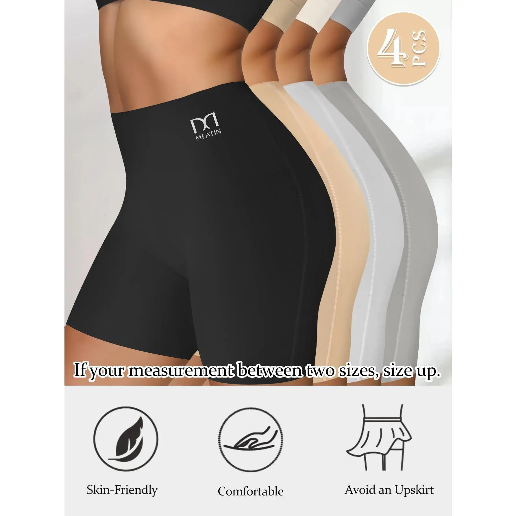 K#101 QUASTI 4PCS Women's Shapewear Shorts – Elegant Solid-Color Sculpting Design, Premium 77% Polyamide Fabric for Silky Comfort, Seamless Tummy Control Shorts for Confident Everyday Wear summerwins