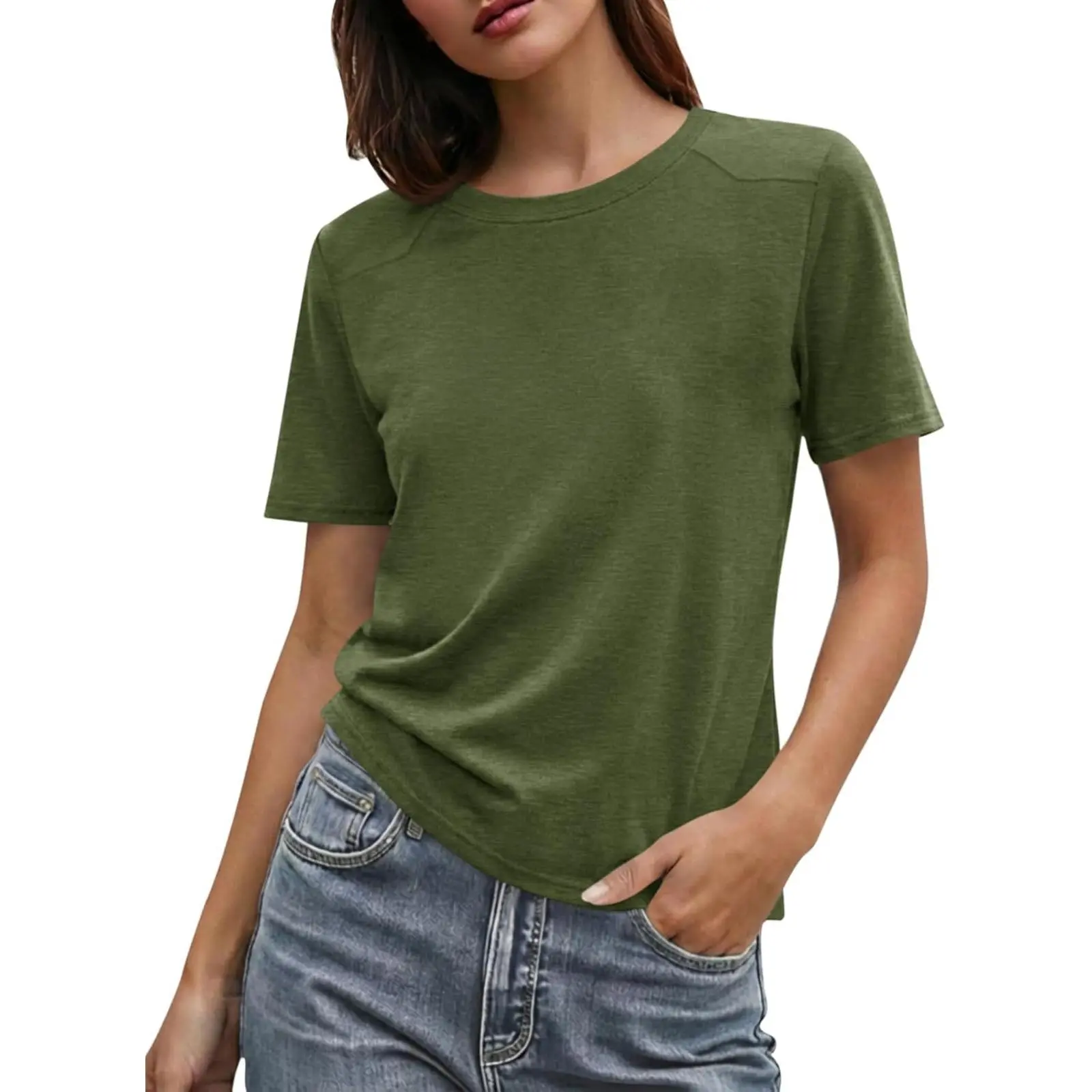 Cicy Bell Womens Summer Short Sleeve T-Shirts Trendy Casual Crew Neck Tops Loose Fit Basic Tees