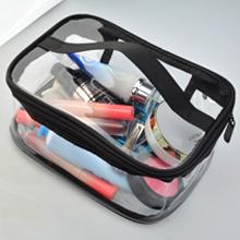 2 Pack Portable Clear Makeup Bag Zipper Waterproof Cosmetics Bag Transparent Travel Storage Carry Pouch PVC Zippered Toiletry Bag Organizers With Handle for Vacation Travel, Bathroom