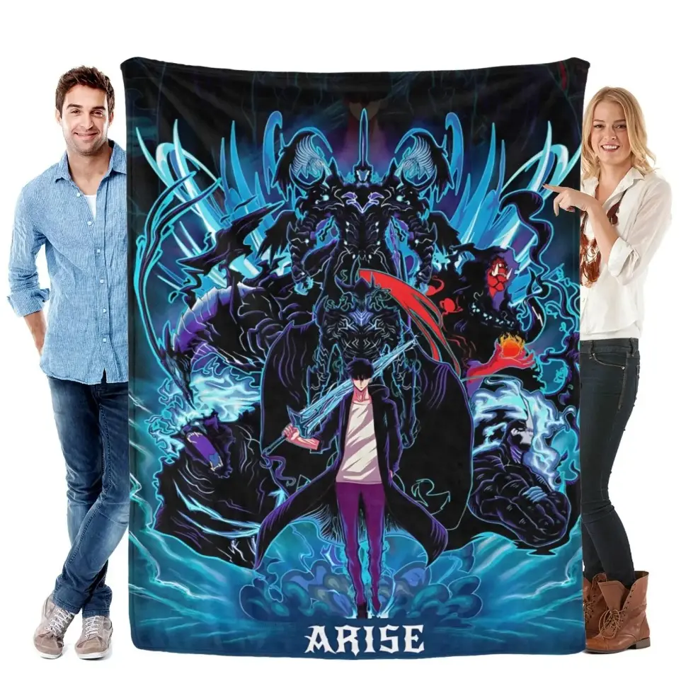 Solo Leveling Theme Anime Throw Blanket, Soft Comfortable Flannel Baby Blanket Adult Blanket, Anime Woven TV Blanket, Otaku Wall Hanging Room Decoration, Cute Bed Blanket, Perfect Anime Lover Gift for Birthday Holiday Housewarming birthday gift