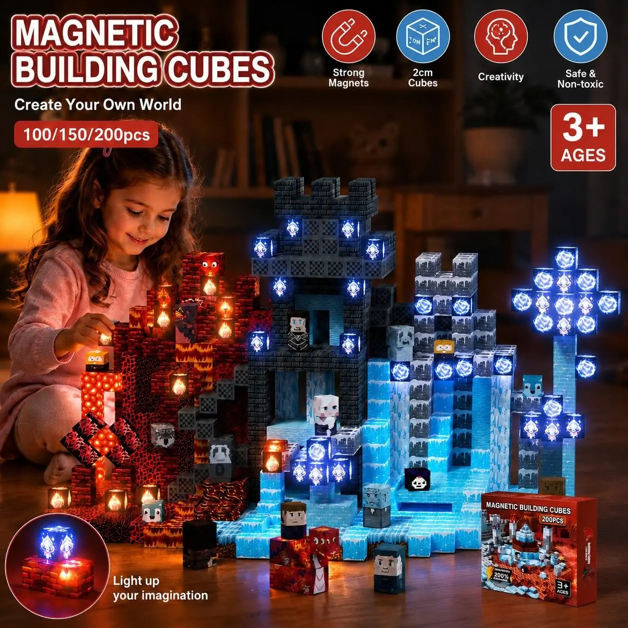 100/150/200pcs Magnetic Building Blocks for Kids, Stem Montessori Education, Safe Material, Creative Learning Toy, Ideal Gift for Ages 3+