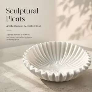 Modern Art Ceramic Decorative Bowl, Minimalist Sculpture Style Tabletop Ornament, Premium Home Decor Piece For Living Room Display, Interior Styling And Holiday Home Layout Decoration