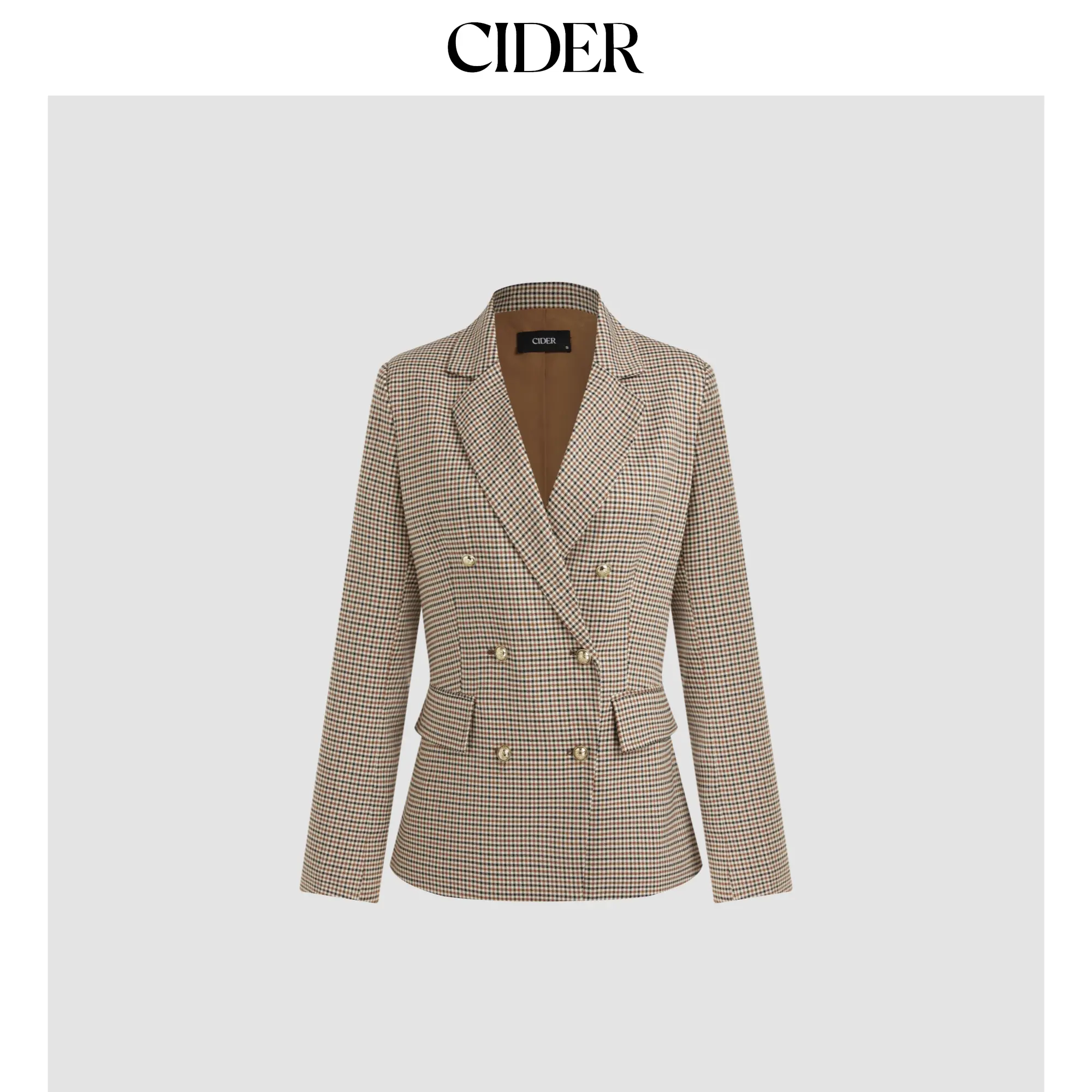 Cider [size 2-10] Collar Check Button Blazer SohoChic