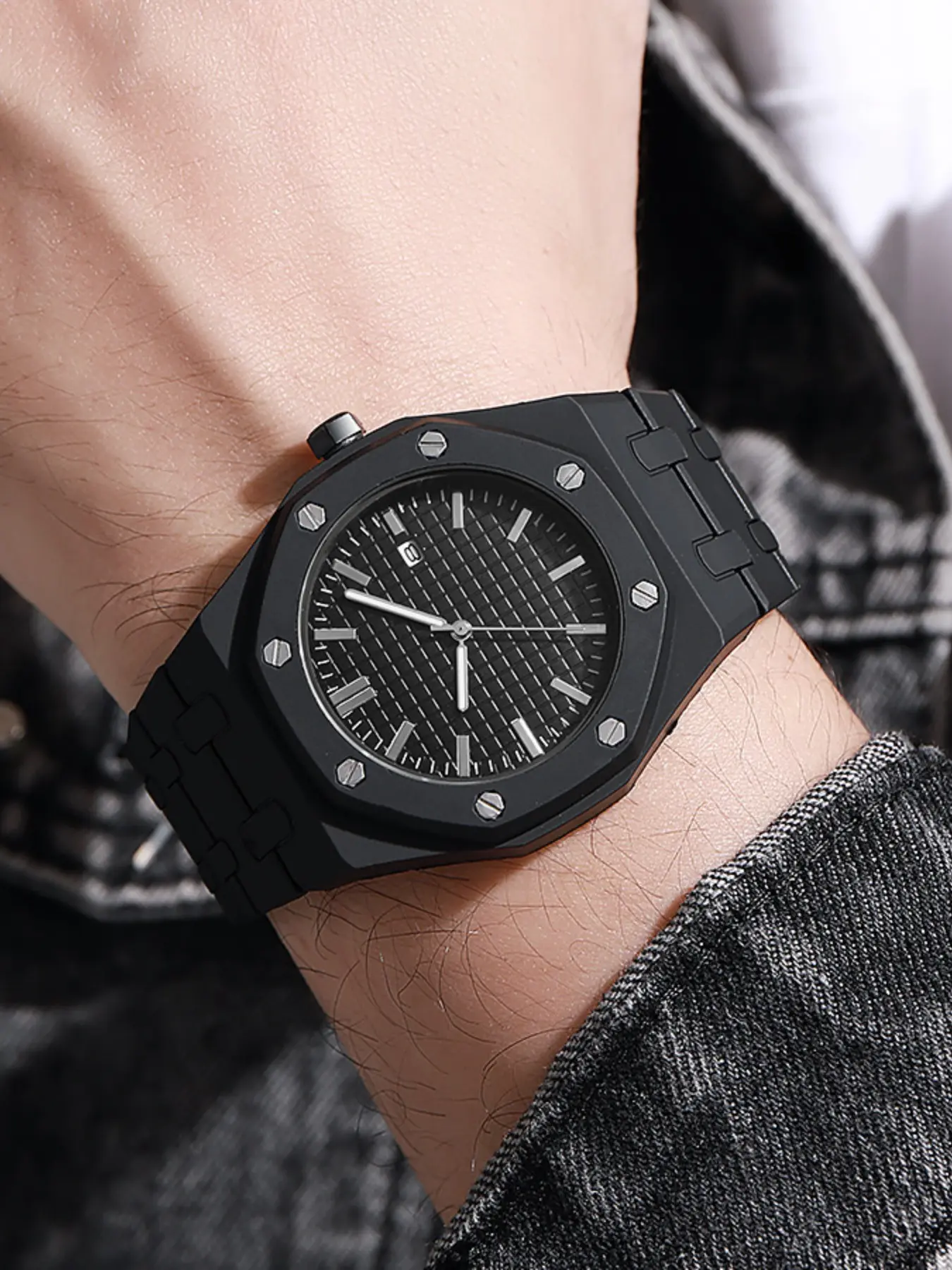New Fashion Men's Watch with Calendar, Plastic Quartz Watch, Stylish Men's Wristwatch, Modern Design, Perfect for Daily Wear, Analog Quartz Watch, Casual Quartz Watch