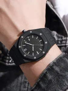 New Fashion Men's Watch with Calendar, Plastic Quartz Watch, Stylish Men's Wristwatch, Modern Design, Perfect for Daily Wear, Analog Quartz Watch, Casual Quartz Watch