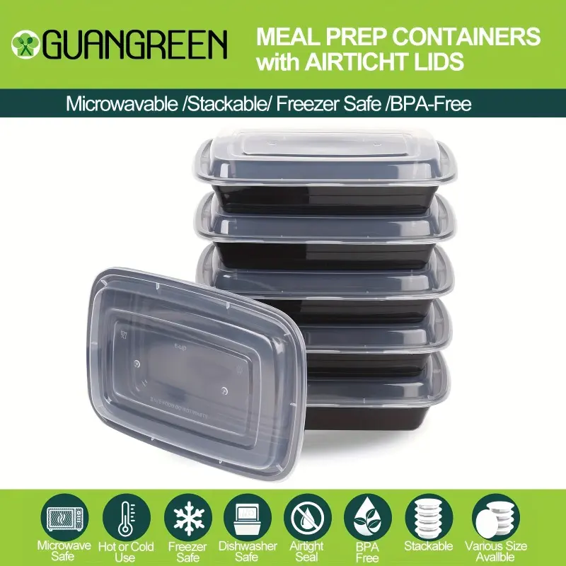 28-ounce rectangular disposable food container with lid, microwaveable meal container