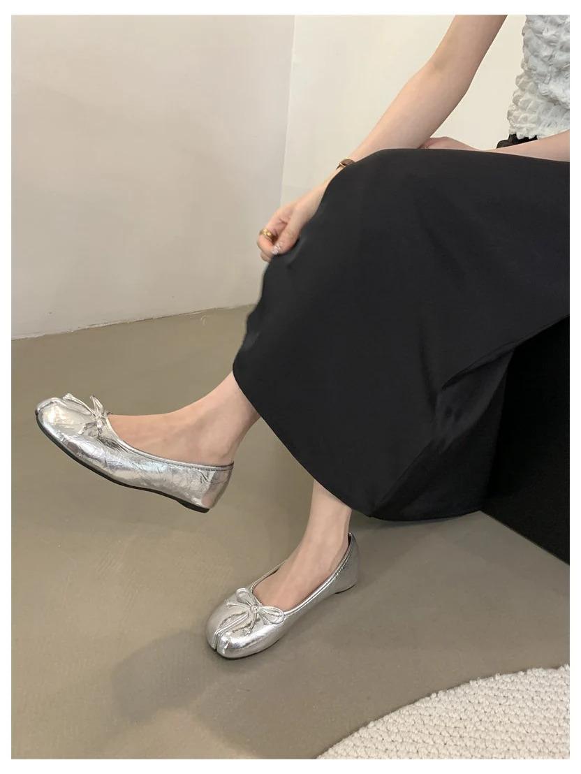 New Women Flats Soft Ballet Shoes Slip On Loafers Soft Moccasins Tabi Ninja Casual Shoes Mujer Ladies Shoes Bow Knot Mujer