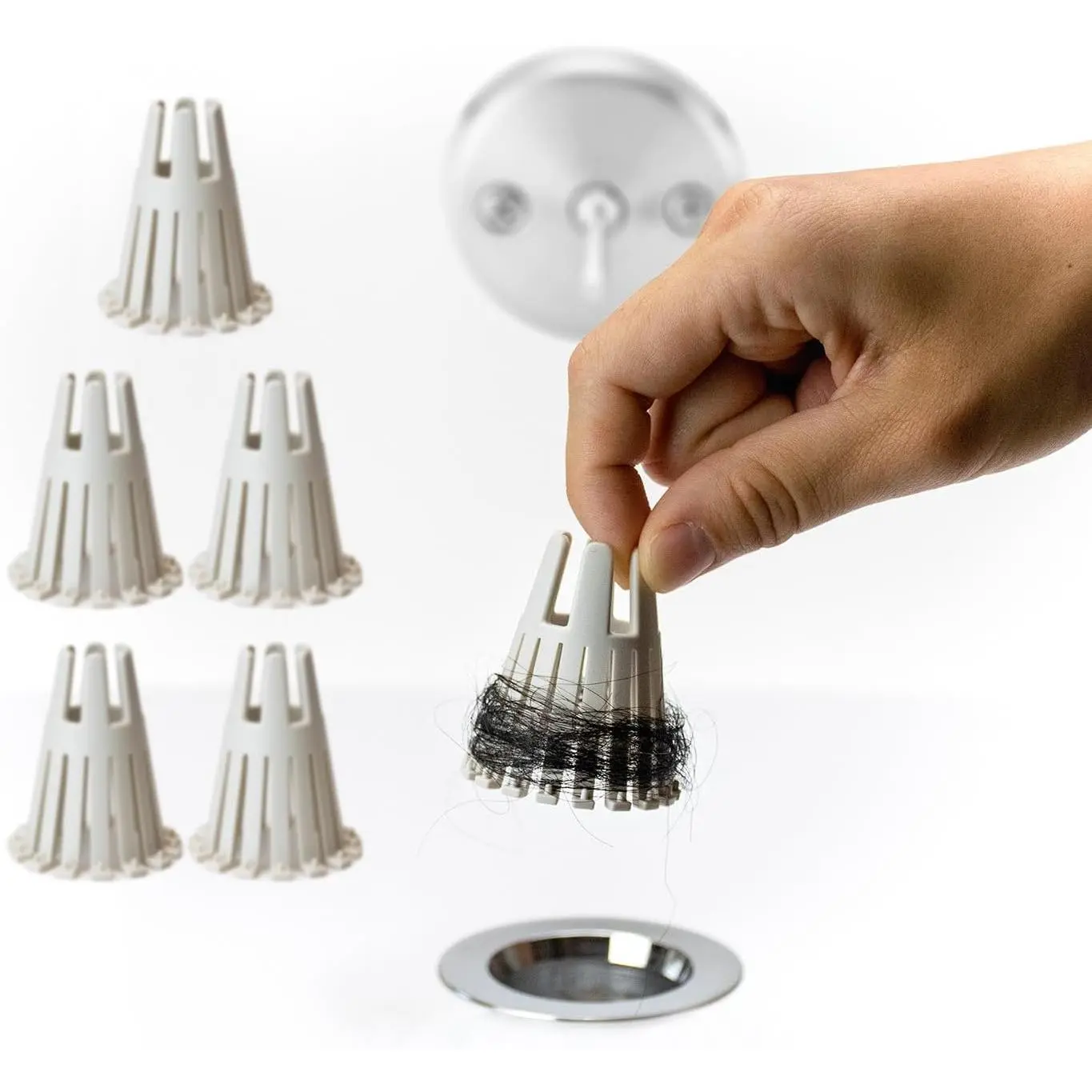 TubClaw 5-Pack Hair Catcher Strainer Drain Protector  for Bathtub |  Bioplastic | Stronger  Version of
